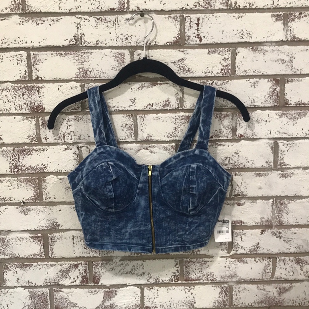 Demin Zip up Crop top
